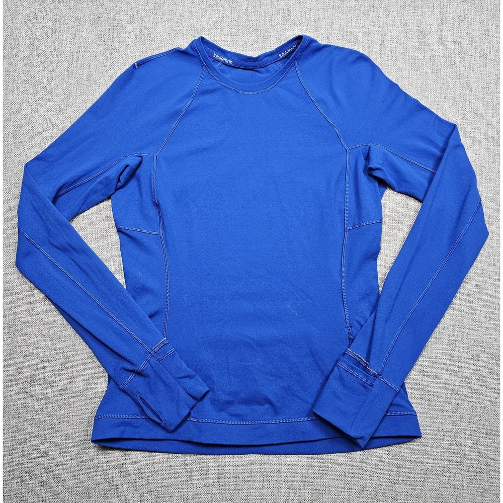 Lululemon Shirt Womens 6 Blue Long Sleeve Crew Neck Running Yoga Top
